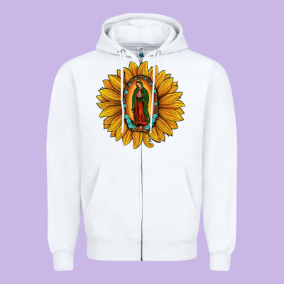 Our Lady Of Guadalupe Sunflower Zipper Hoodie Designed By Jahusdesignshop