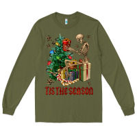 Army Green Skeleton tis the season Long Sleeve Tee - FaDigitalArtStudio