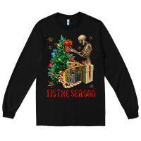 Black Skeleton tis the season Long Sleeve Tee - FaDigitalArtStudio