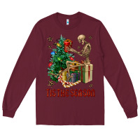 Burgundy Skeleton tis the season Long Sleeve Tee - FaDigitalArtStudio
