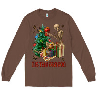 Chestnut Skeleton tis the season Long Sleeve Tee - FaDigitalArtStudio
