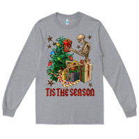 Heather Grey Skeleton tis the season Long Sleeve Tee - FaDigitalArtStudio