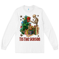 White Skeleton tis the season Long Sleeve Tee - FaDigitalArtStudio