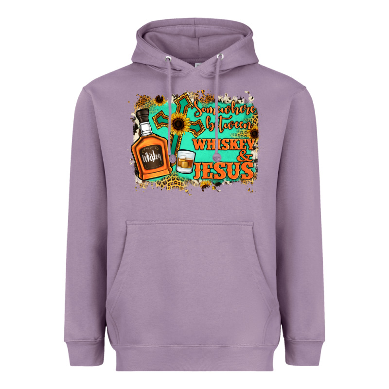 Somewhere Between Whiskey And Jesus Heavyweight Hoodie by Jasminsmagicworld | Teevron