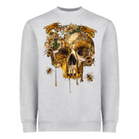Heather Grey Flower Skeleton Bees Heavyweight Sweatshirt - RanaPortraitStore