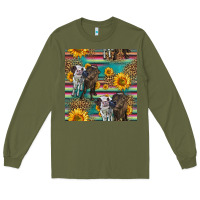 Army Green two cute heifers seamless pattern Long Sleeve Tee - HRA Design Shop