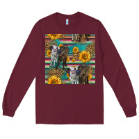 Burgundy two cute heifers seamless pattern Long Sleeve Tee - HRA Design Shop