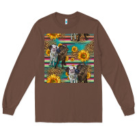 Chestnut two cute heifers seamless pattern Long Sleeve Tee - HRA Design Shop