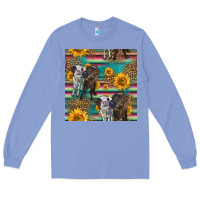 Colony Blue two cute heifers seamless pattern Long Sleeve Tee - HRA Design Shop