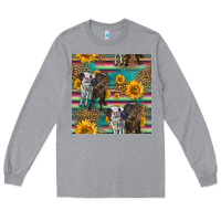 Heather Grey two cute heifers seamless pattern Long Sleeve Tee - HRA Design Shop