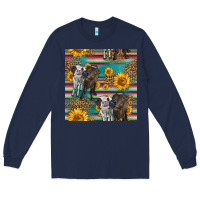 Navy two cute heifers seamless pattern Long Sleeve Tee - HRA Design Shop