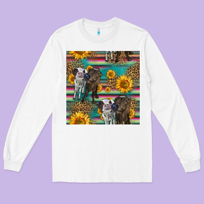 Two Cute Heifers Seamless Pattern Long Sleeve Tee Designed By Hra Design Shop
