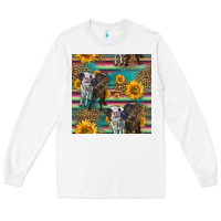 White two cute heifers seamless pattern Long Sleeve Tee - HRA Design Shop