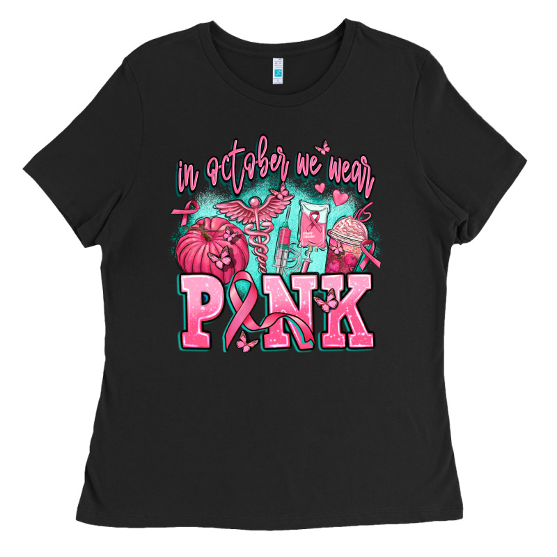 In October We Wear Pink Ladies Tee by AdoDesignShop | Teevron