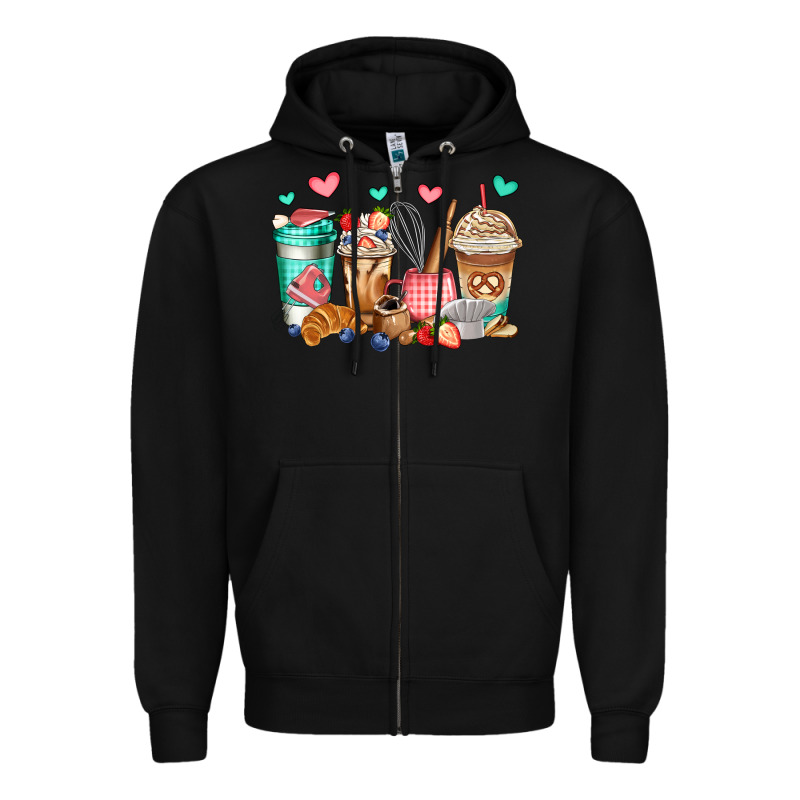 Baking Coffee Cups Zipper Hoodie by Jasminsmagicworld | Teevron