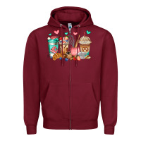 Burgundy baking coffee cups Zipper Hoodie - Jasminsmagicworld
