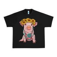 Black sunflower pig with gemstone Urban Heavy Tee - RanaPortraitStore