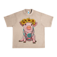 French Oak sunflower pig with gemstone Urban Heavy Tee - RanaPortraitStore