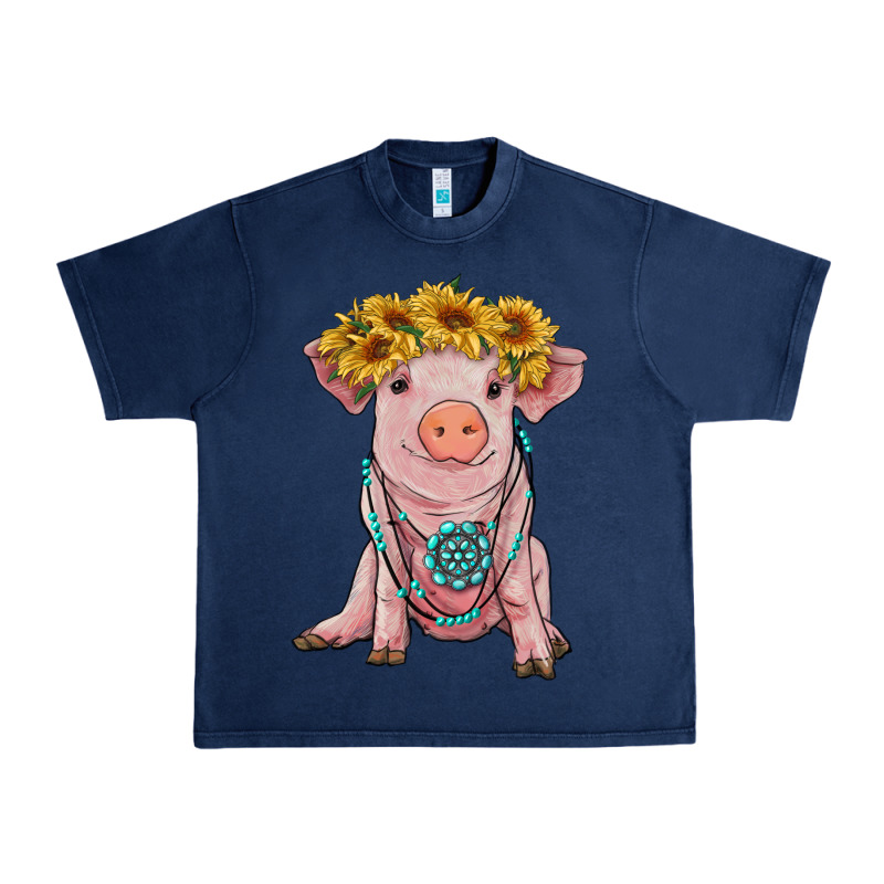 Sunflower Pig With Gemstone Urban Heavy Tee by RanaPortraitStore | Teevron