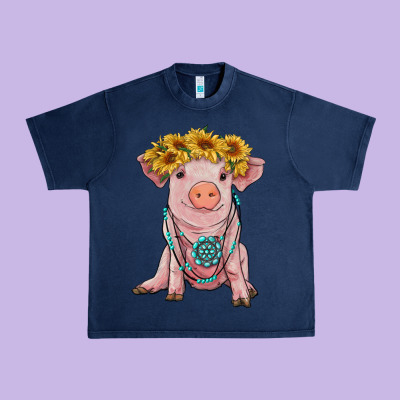 Sunflower Pig With Gemstone Urban Heavy Tee Designed By Ranaportraitstore