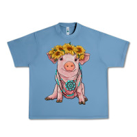Pebble Blue sunflower pig with gemstone Urban Heavy Tee - RanaPortraitStore