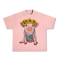 Salmon sunflower pig with gemstone Urban Heavy Tee - RanaPortraitStore