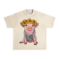 Sandshell sunflower pig with gemstone Urban Heavy Tee - RanaPortraitStore