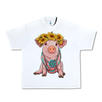 White sunflower pig with gemstone Urban Heavy Tee - RanaPortraitStore