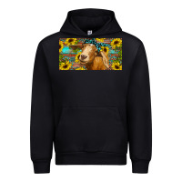 Black Goat with sunflowers and leopard Urban Hoodie - RanaPortraitStore