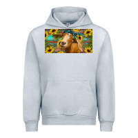 Heather Grey Goat with sunflowers and leopard Urban Hoodie - RanaPortraitStore