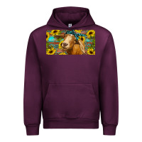 Mauve Wine Goat with sunflowers and leopard Urban Hoodie - RanaPortraitStore