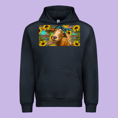 Goat With Sunflowers And Leopard Urban Hoodie Designed By Ranaportraitstore