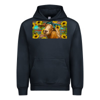 Navy Goat with sunflowers and leopard Urban Hoodie - RanaPortraitStore