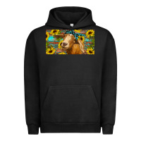 Pigment Black Goat with sunflowers and leopard Urban Hoodie - RanaPortraitStore
