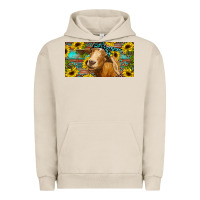 Pigment French Oak Goat with sunflowers and leopard Urban Hoodie - RanaPortraitStore