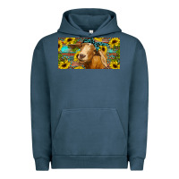 Pigment Midnight Navy Goat with sunflowers and leopard Urban Hoodie - RanaPortraitStore