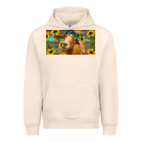 Sandshell Goat with sunflowers and leopard Urban Hoodie - RanaPortraitStore