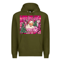 Army Green pink christmas vibes Premium Hoodie - MaliasSmallBusiness