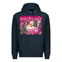 Navy pink christmas vibes Premium Hoodie - MaliasSmallBusiness