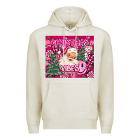 Oatmeal Heather pink christmas vibes Premium Hoodie - MaliasSmallBusiness