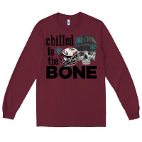 Burgundy Chilled to the bone skull winter Long Sleeve Tee - FaDigitalArtStudio