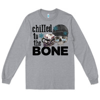 Heather Grey Chilled to the bone skull winter Long Sleeve Tee - FaDigitalArtStudio