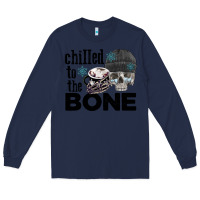 Navy Chilled to the bone skull winter Long Sleeve Tee - FaDigitalArtStudio
