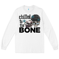 White Chilled to the bone skull winter Long Sleeve Tee - FaDigitalArtStudio