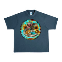 Midnight Navy rattlesnake and sunflower Urban Heavy Tee - BarkalooDesign