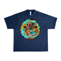 Navy rattlesnake and sunflower Urban Heavy Tee - BarkalooDesign