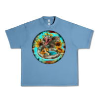 Pebble Blue rattlesnake and sunflower Urban Heavy Tee - BarkalooDesign