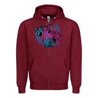 Burgundy halloween patch  1 Zipper Hoodie - BundleAndBundleShop