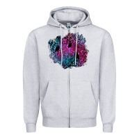Heather Grey halloween patch  1 Zipper Hoodie - BundleAndBundleShop