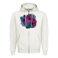 Oatmeal Heather halloween patch  1 Zipper Hoodie - BundleAndBundleShop